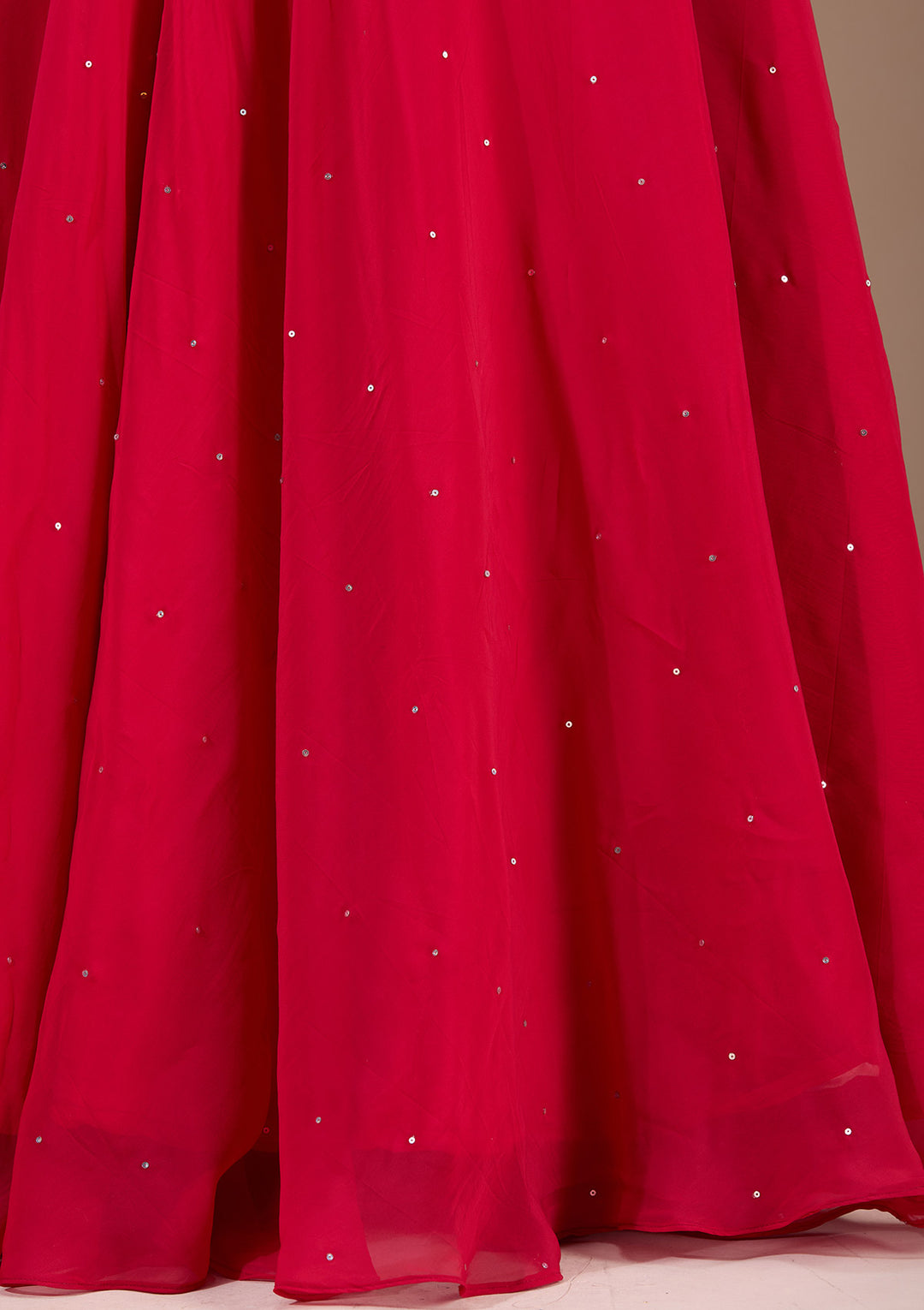 Red Zardosi Raw Silk Readymade Lehenga