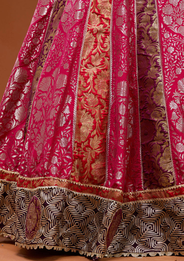 Pink Zardosi Brocade Readymade Lehenga