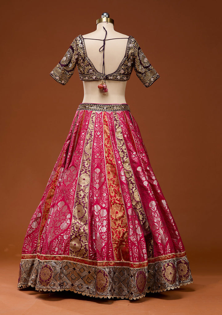 Pink Zardosi Brocade Readymade Lehenga