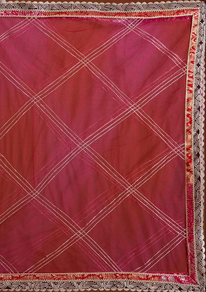 Red Zardosi Brocade Readymade Lehenga