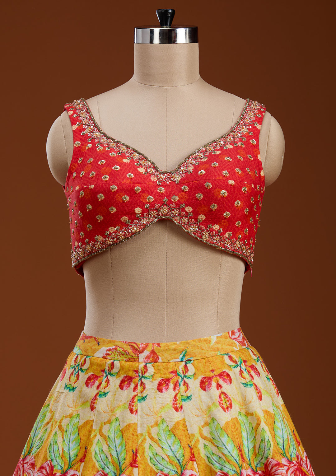 Mustard Cutdana Raw Silk Readymade Lehenga