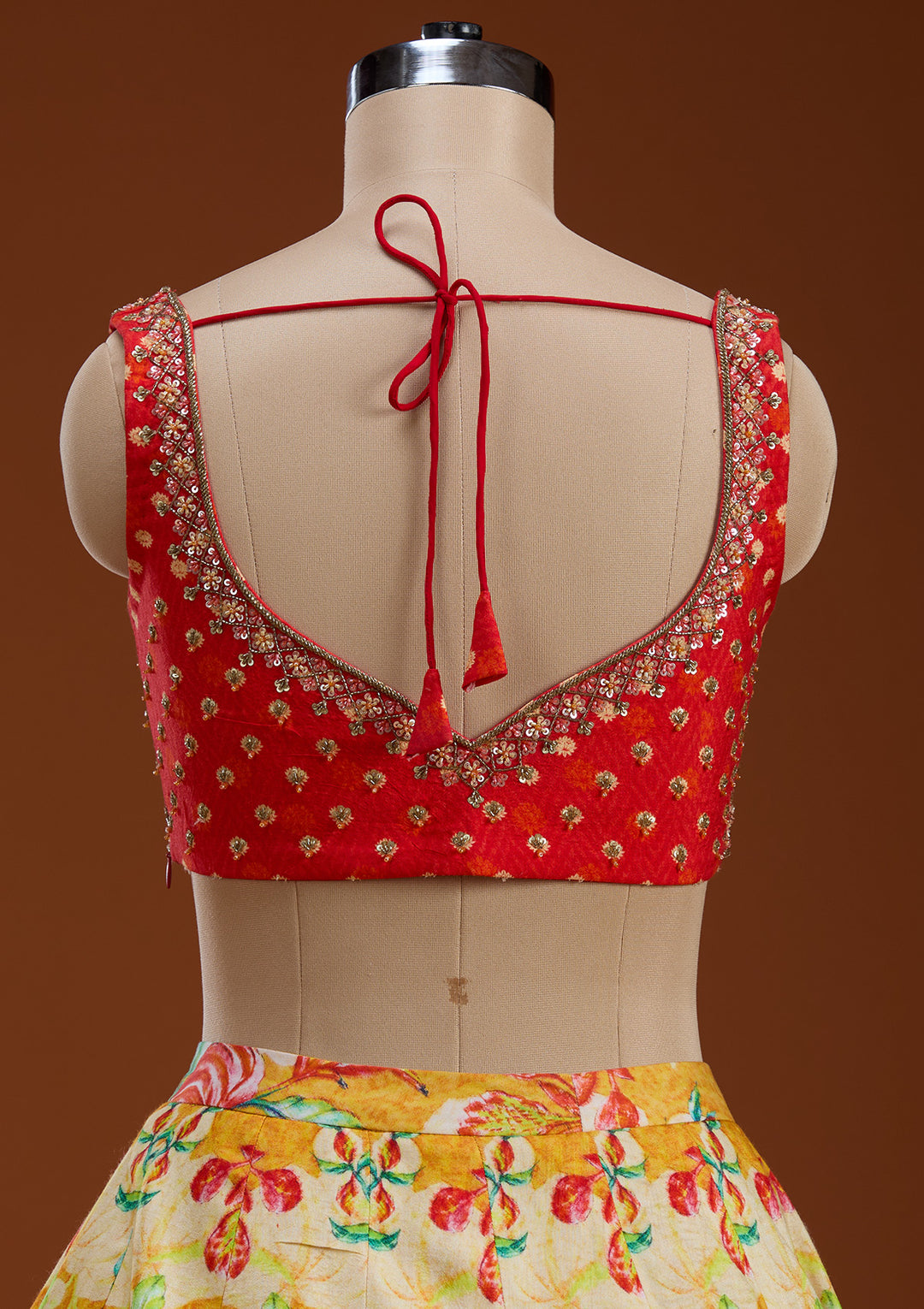 Mustard Cutdana Raw Silk Readymade Lehenga