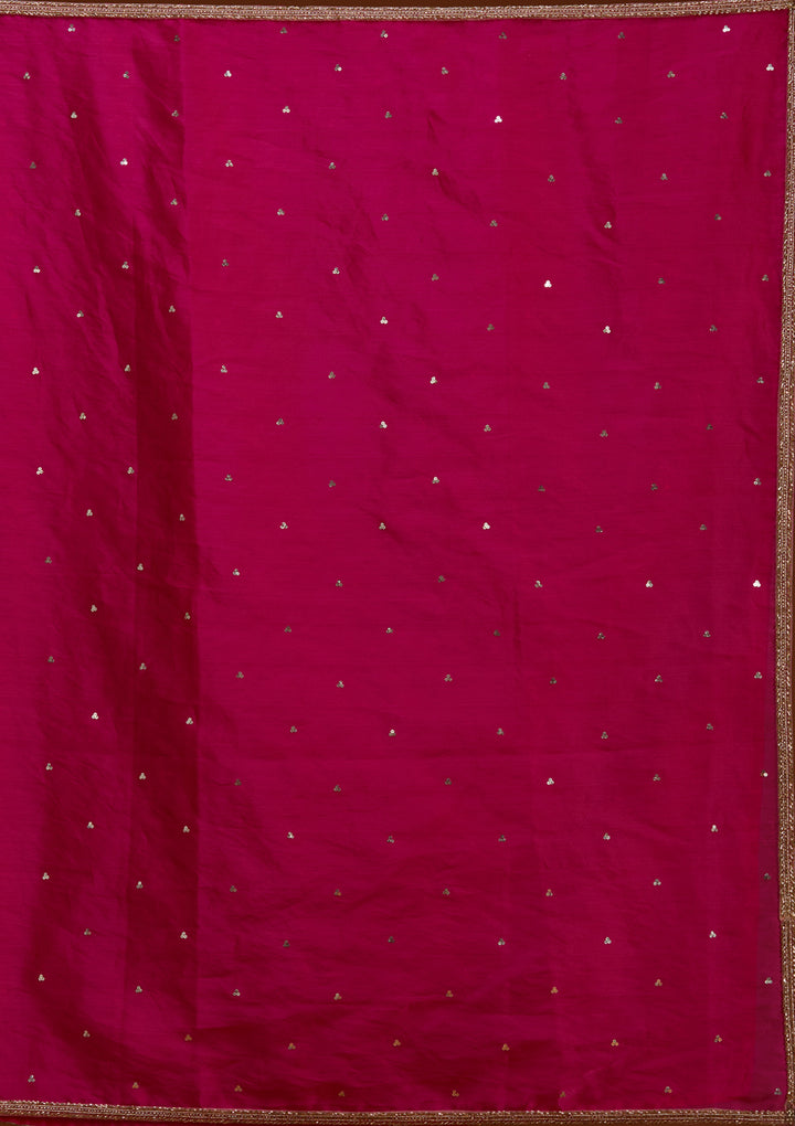 Koskii Raw Silk Yellow & Pink Lehenga with Vibrant Embroidery
