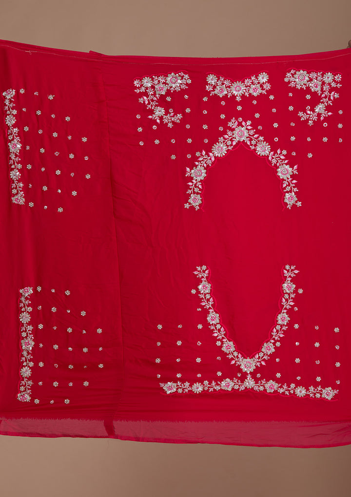 Rani Pink Sequins Silk Semi-Stitched Lehenga