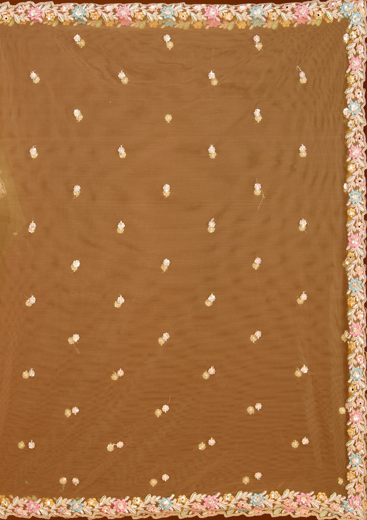 Lavender Threadwork Net Readymade Lehenga