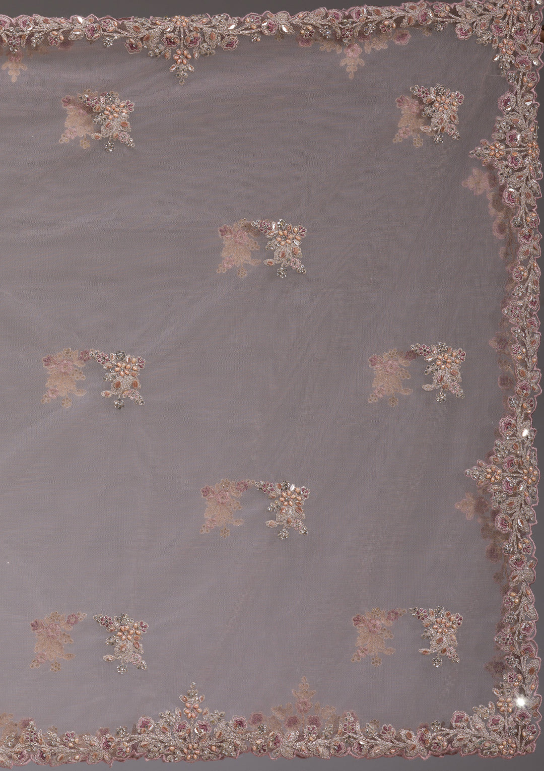 Cutdana Beige Net Stitched Lehenga Blouse With Dupatta