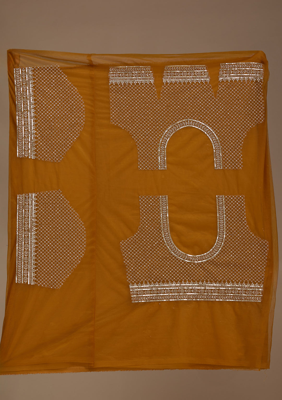 Koskii Net Golden Lehenga – Luxurious Zari Embroidery