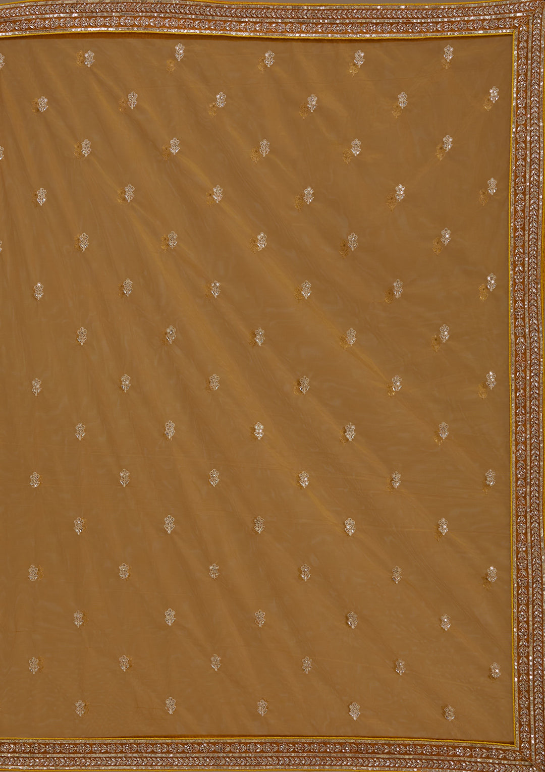 Koskii Net Golden Lehenga – Luxurious Zari Embroidery