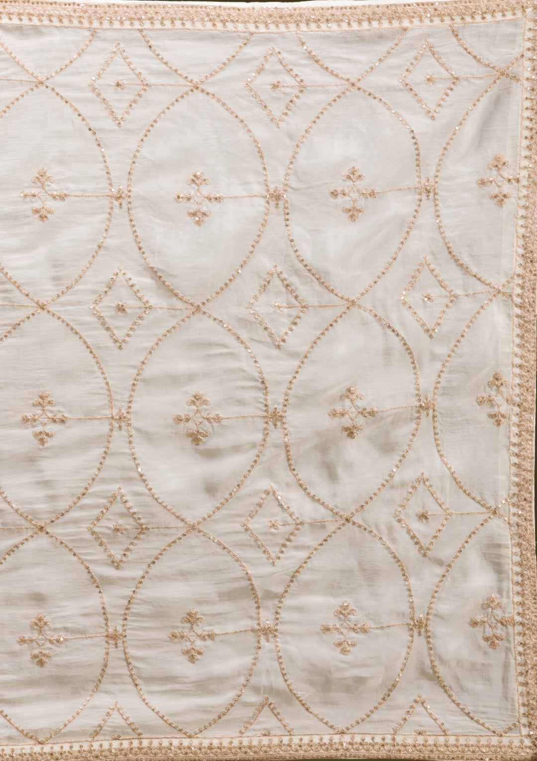 Off White Cording Banarasi Readymade Lehenga