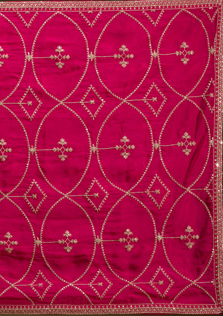 Rani Pink Cording Banarasi Readymade Lehenga