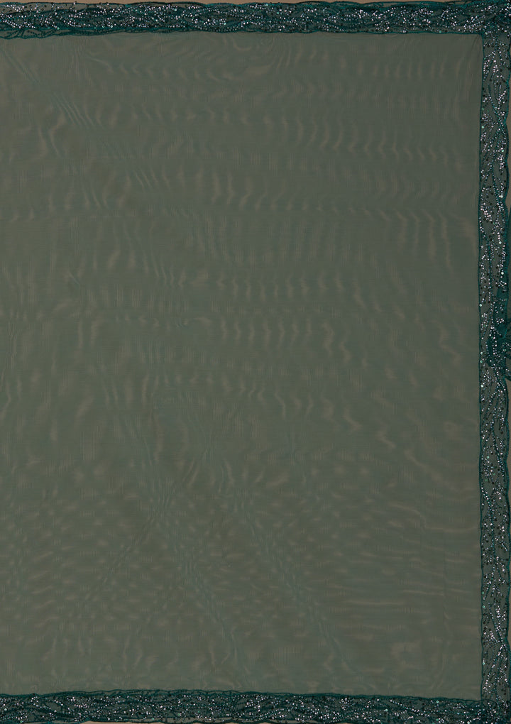 Bottle Green Stonework Net Readymade Lehenga