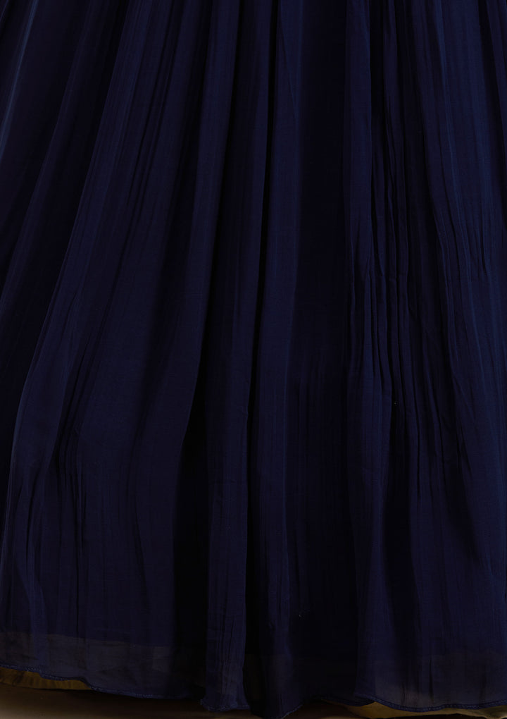 Navy Blue Zariwork Georgette Readymade Lehenga