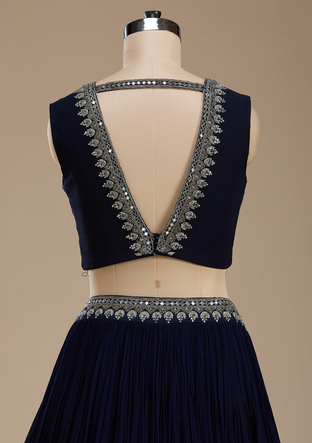 Navy Blue Zariwork Georgette Readymade Lehenga
