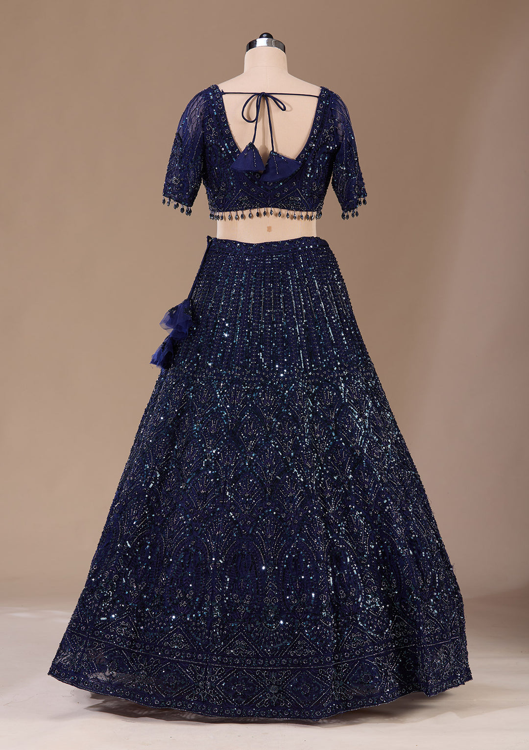 Navy Blue Cutdana Net Readymade Lehenga