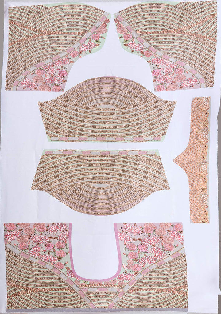 Pista Green Swarovski Raw Silk Semi-Stitched Lehenga