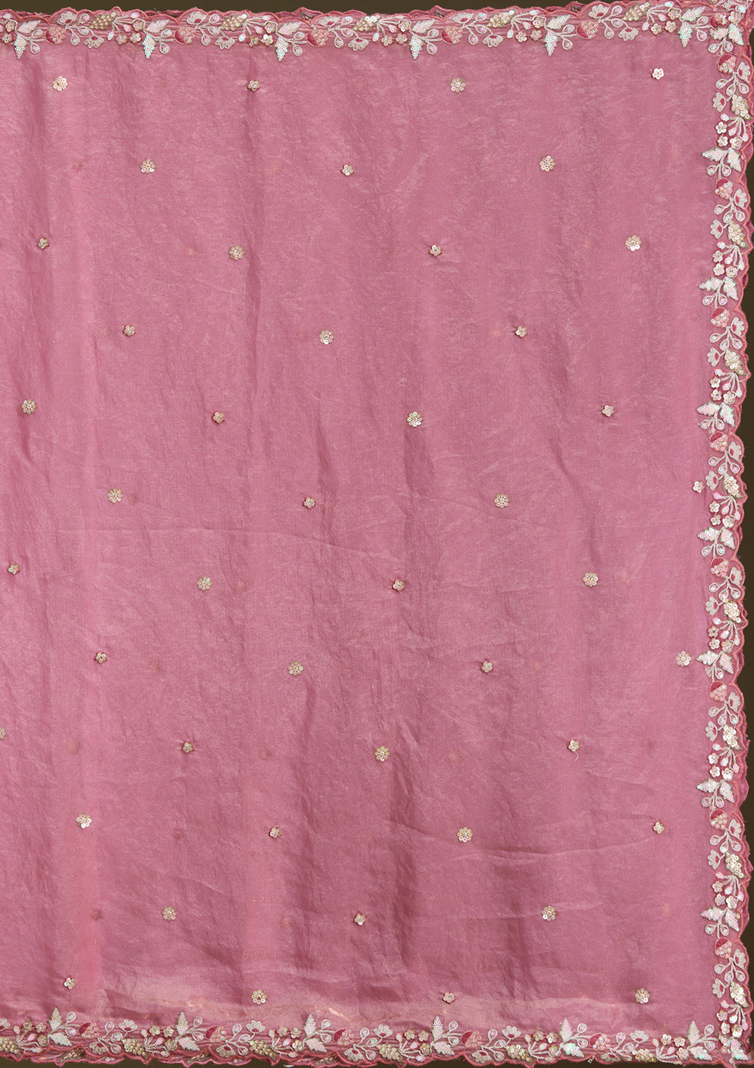 Peach Threadwork Tissue Readymade Lehenga