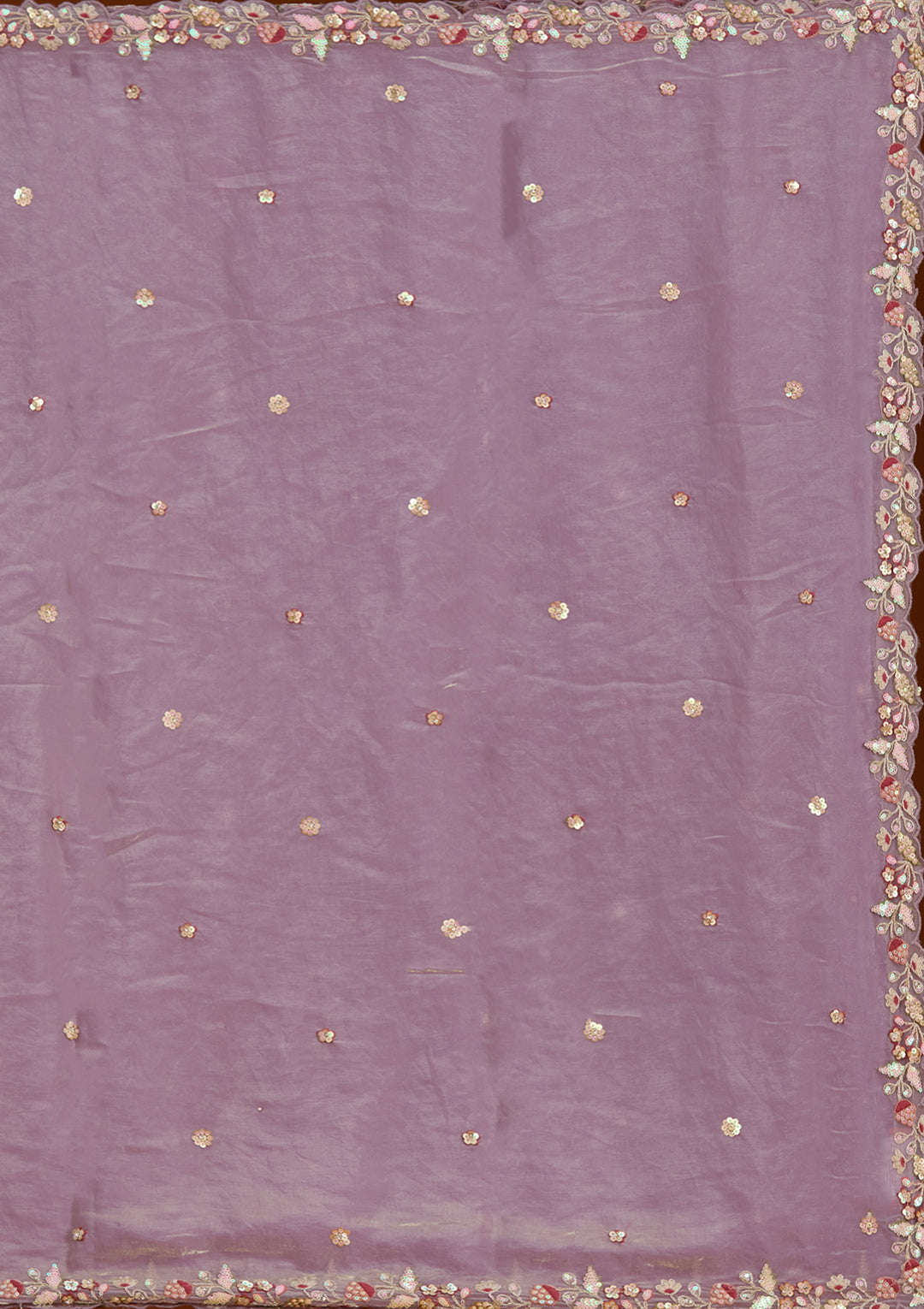 Purple Threadwork Tissue Readymade Lehenga
