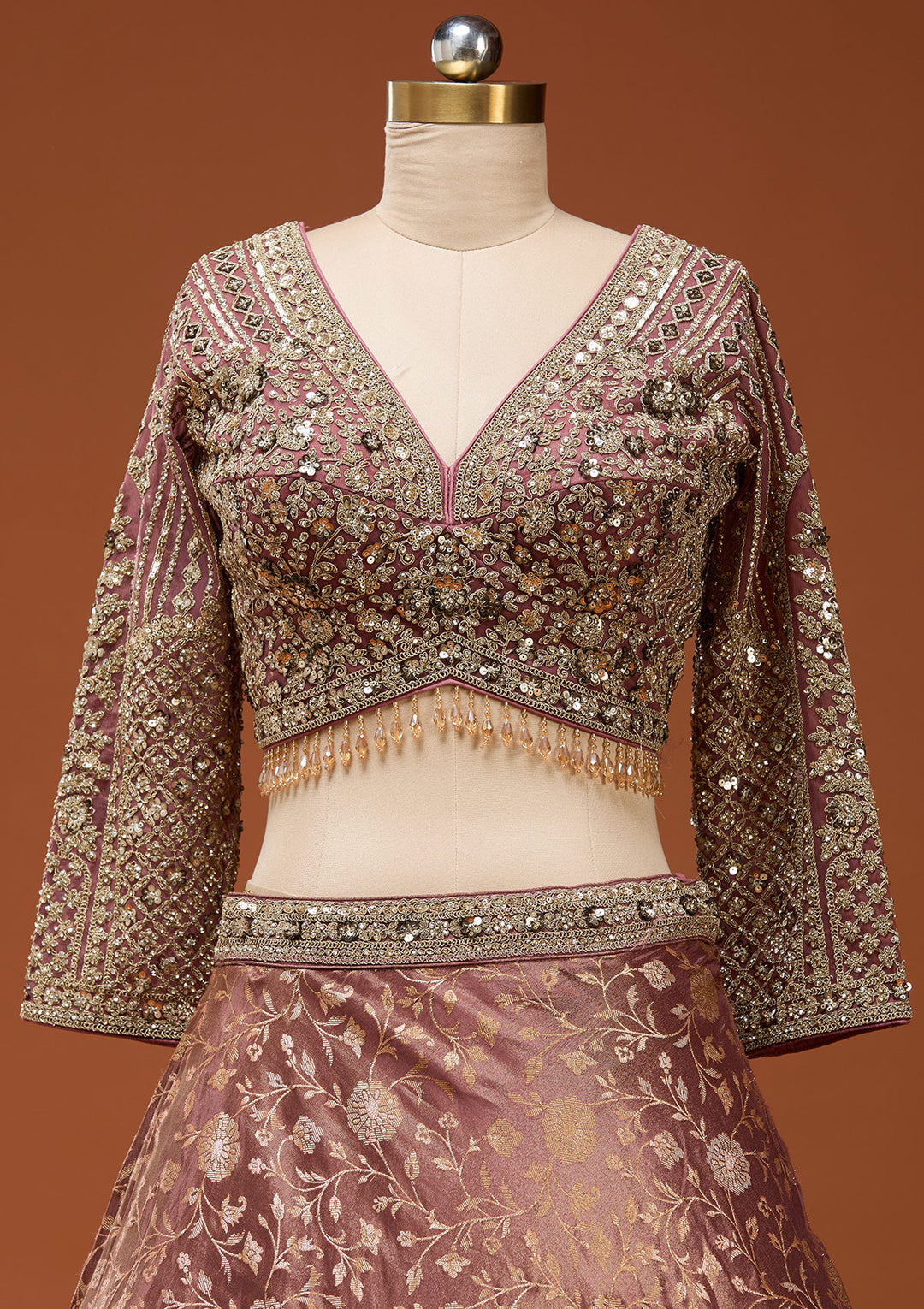 Onion Pink Zariwork (Silver) Banarasi Readymade Lehenga