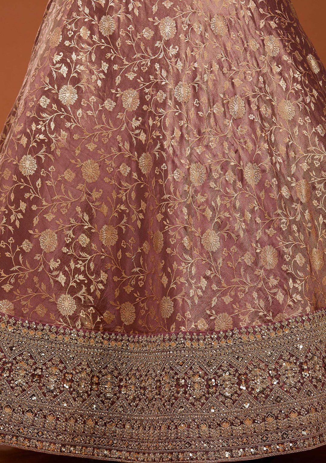 Onion Pink Zariwork (Silver) Banarasi Readymade Lehenga