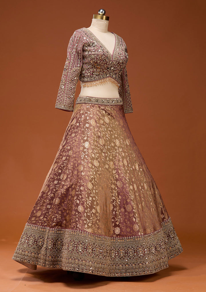 Onion Pink Zariwork (Silver) Banarasi Readymade Lehenga