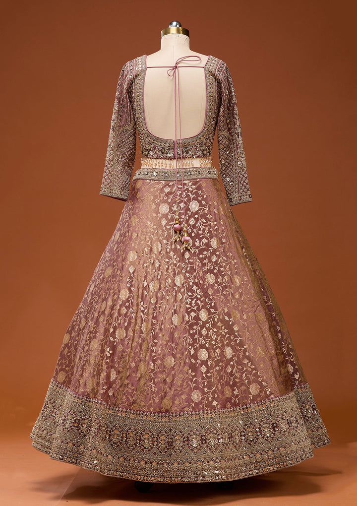 Onion Pink Zariwork (Silver) Banarasi Readymade Lehenga