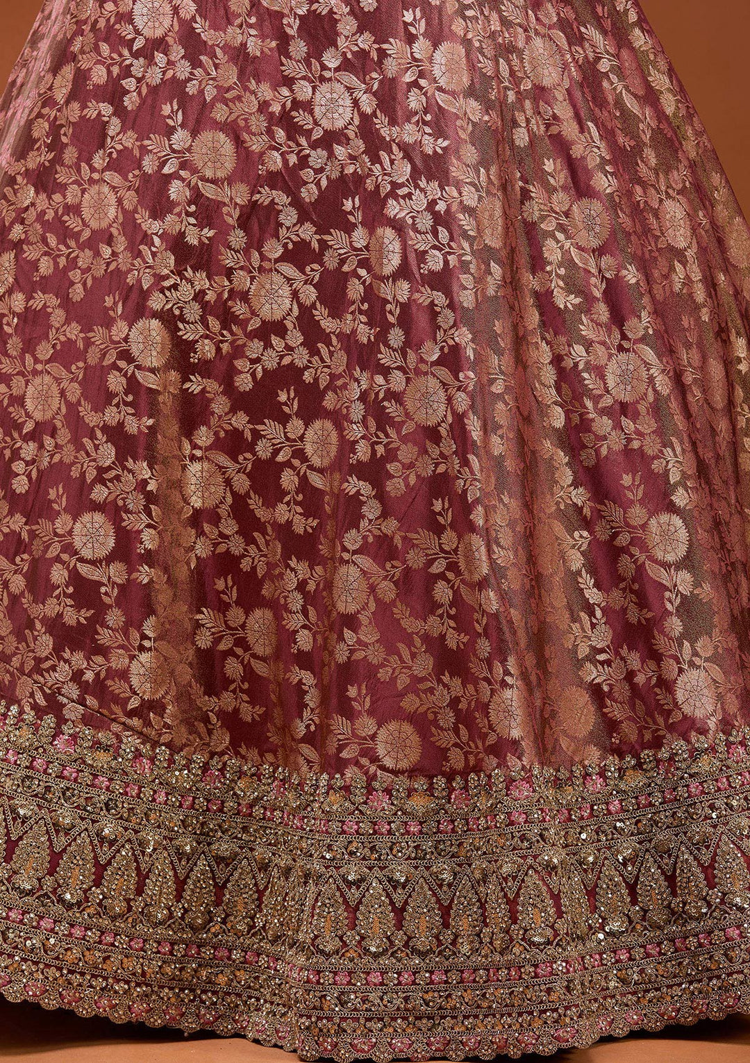 Maroon Zariwork (Silver) Banarasi Readymade Lehenga