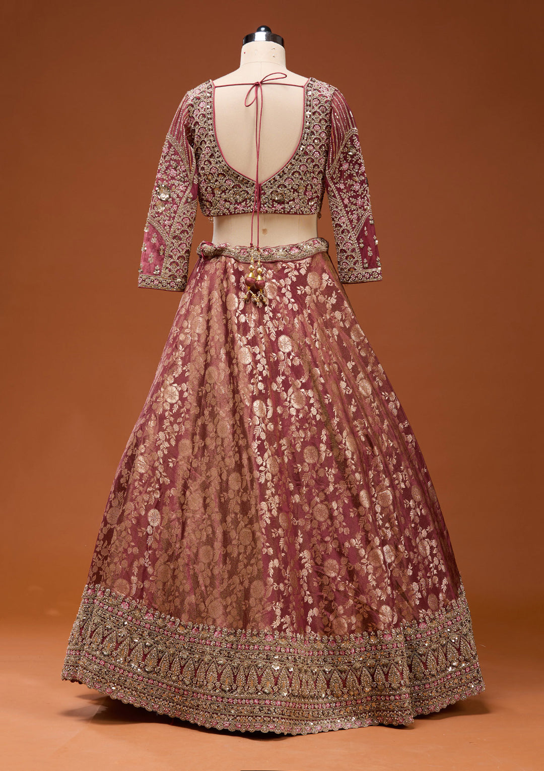 Maroon Zariwork (Silver) Banarasi Readymade Lehenga