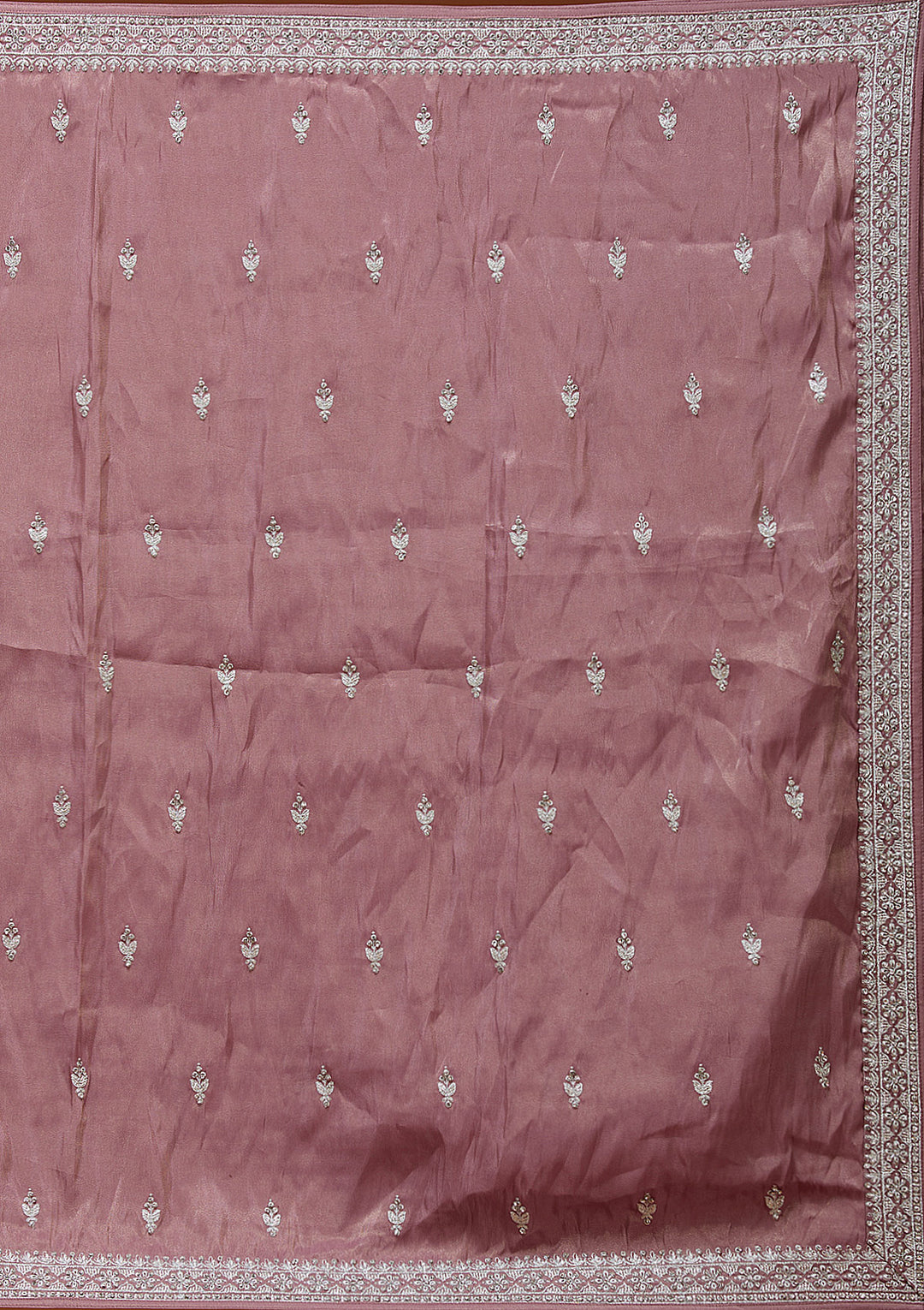 Brown Zariwork (Silver) Semi Crepe Readymade Lehenga