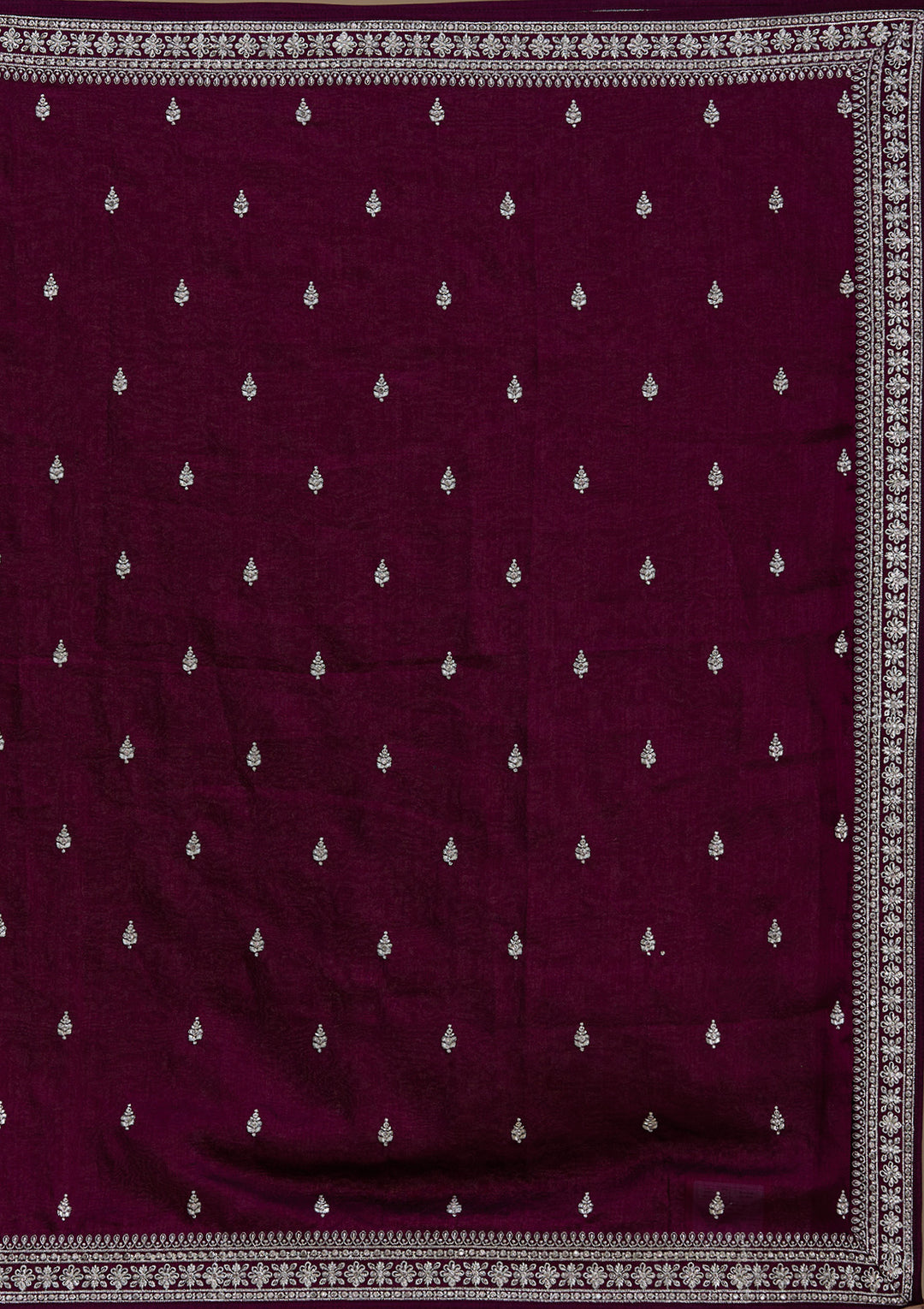 Wine Zariwork (Silver) Soft Raw Silk Readymade Lehenga