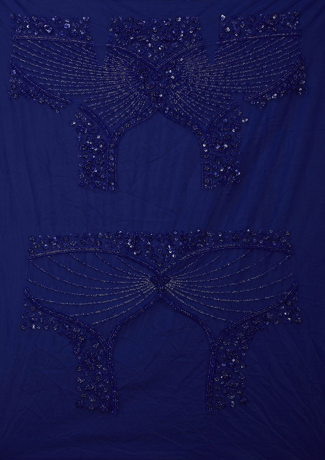 Royal Blue Sequins Net Semi-Stitched Lehenga