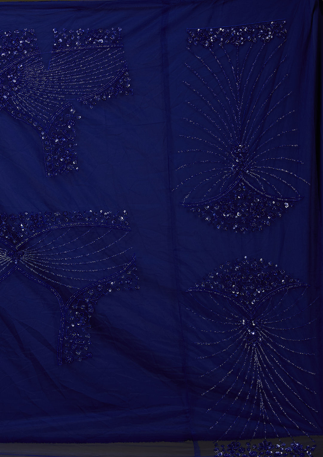 Royal Blue Sequins Net Semi-Stitched Lehenga