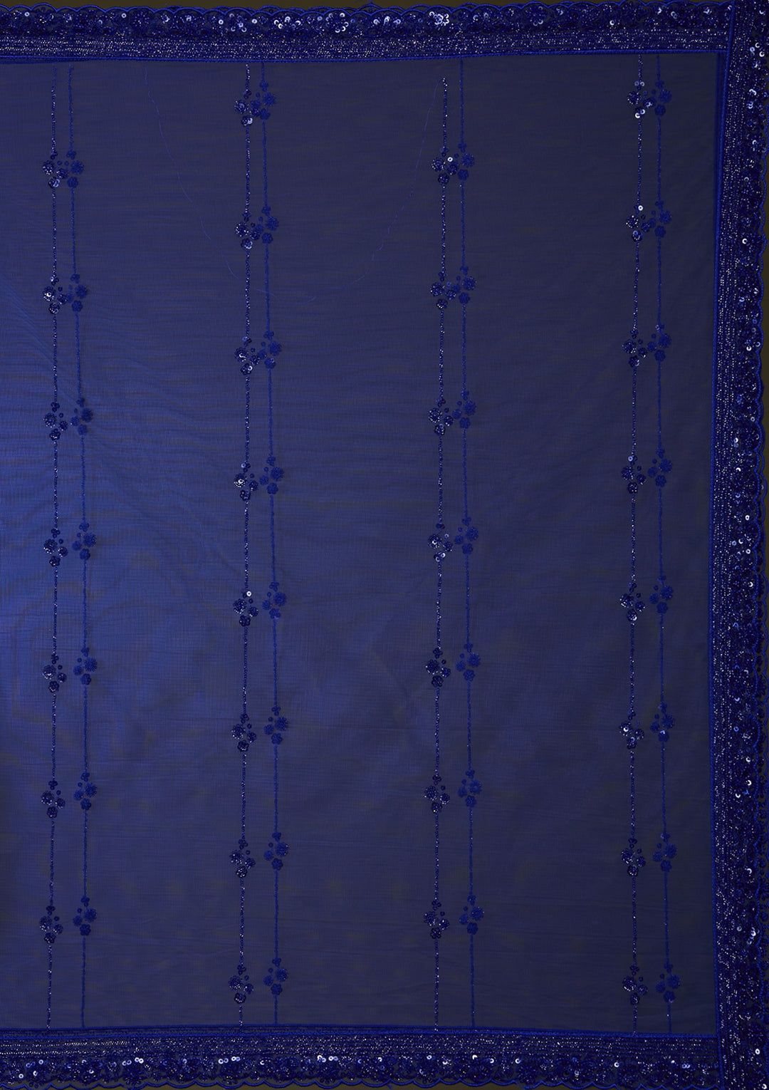 Royal Blue Sequins Net Semi-Stitched Lehenga