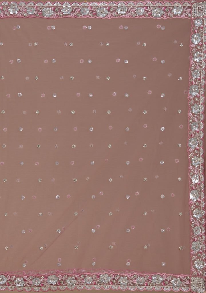 Wine Sequins Georgette Semi-Stitched Lehenga