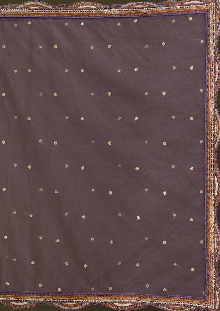 Lavender Cording Net Semi-Stitched Lehenga