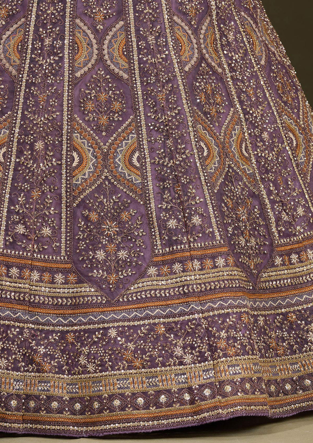 Lavender Cording Net Semi-Stitched Lehenga