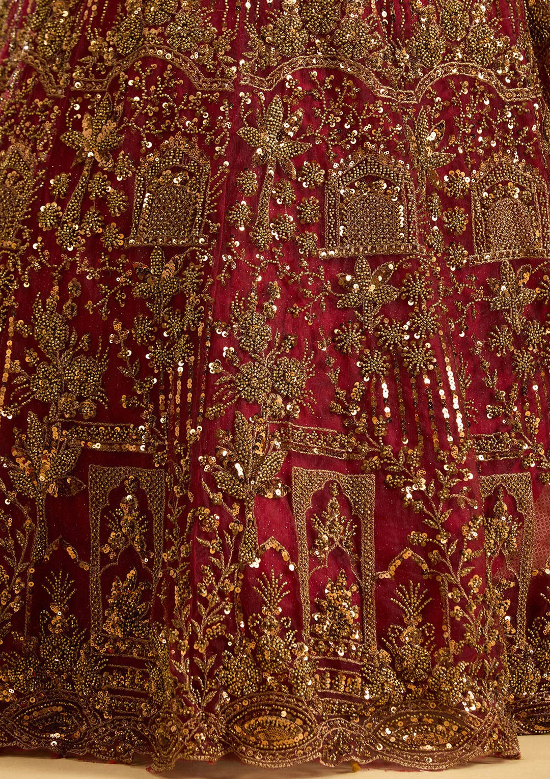 Maroon Cutdana Net Readymade Lehenga