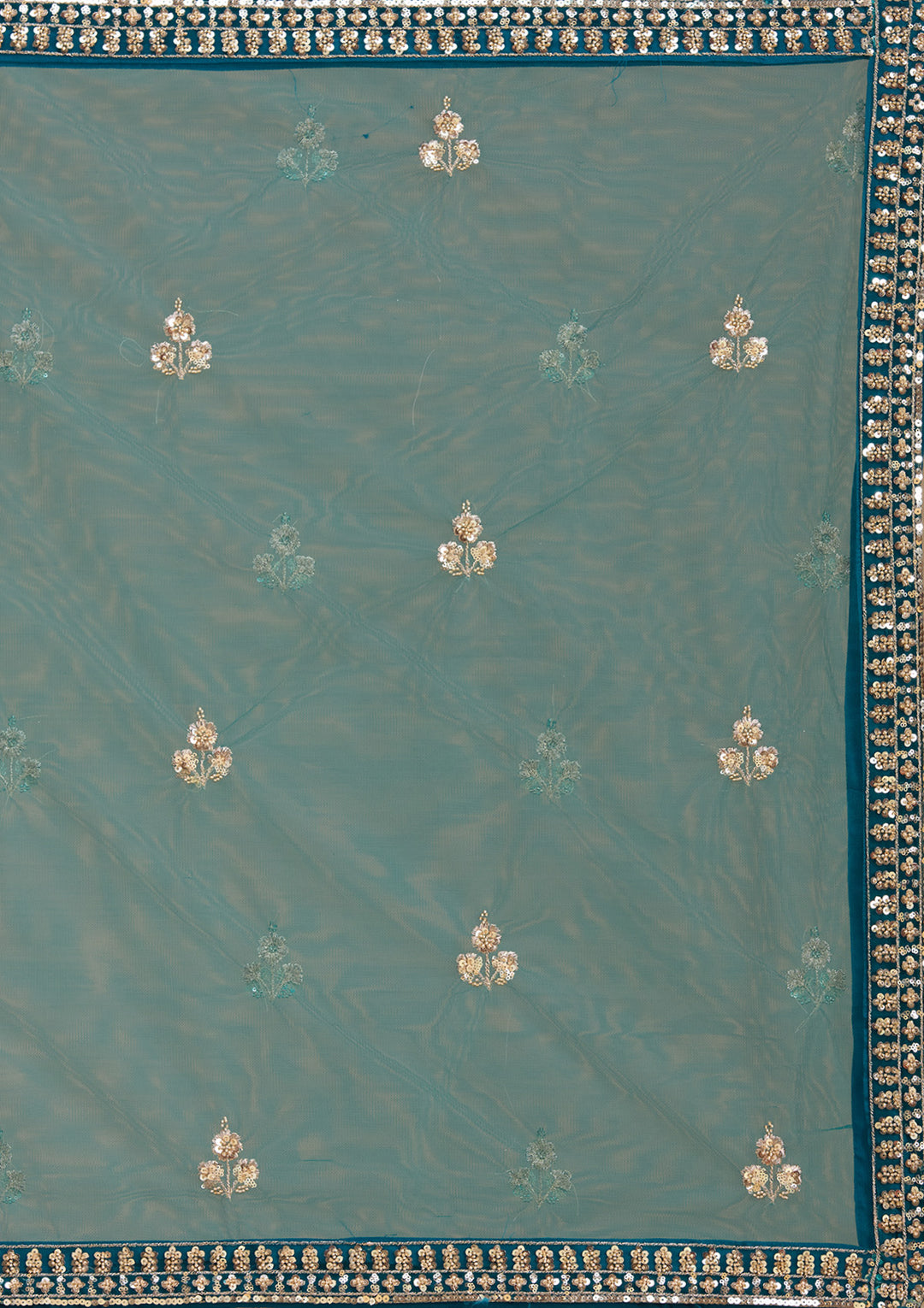 Peacock Blue Cutdana Net Readymade Lehenga