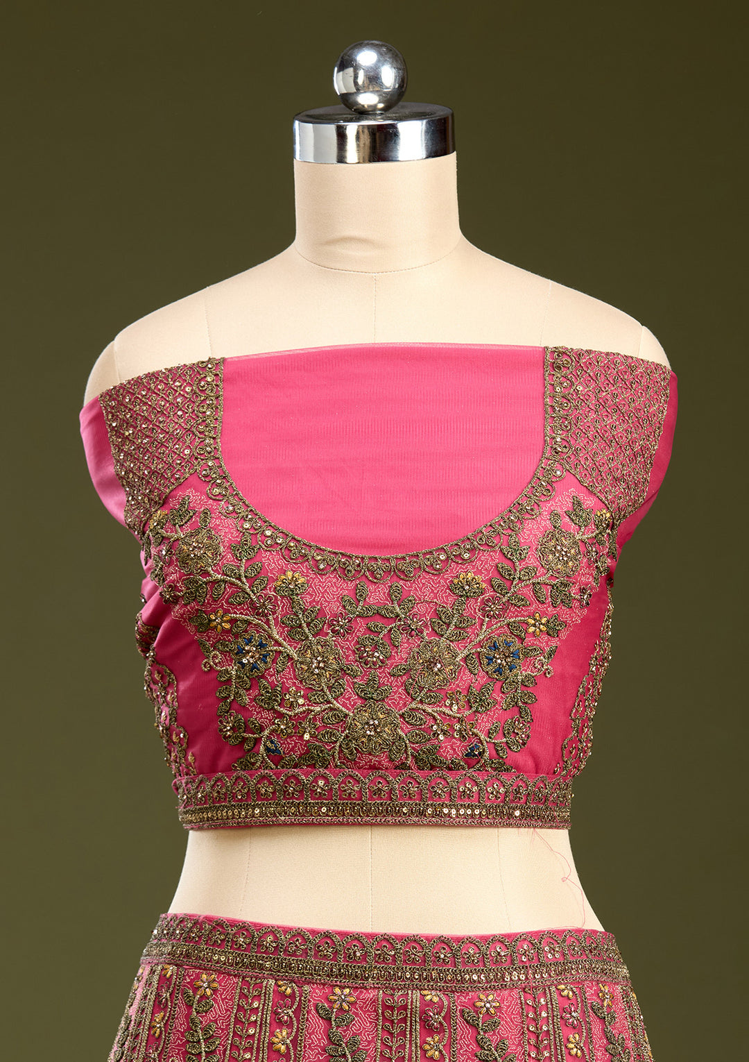 Rani Pink Cording Net Readymade Lehenga