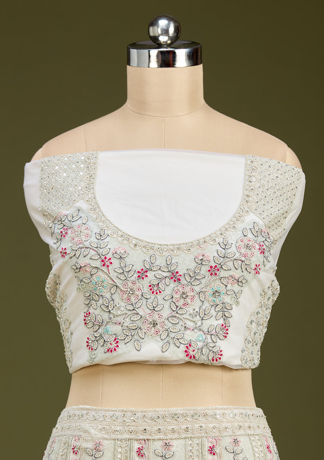 White Cording Net Readymade Lehenga