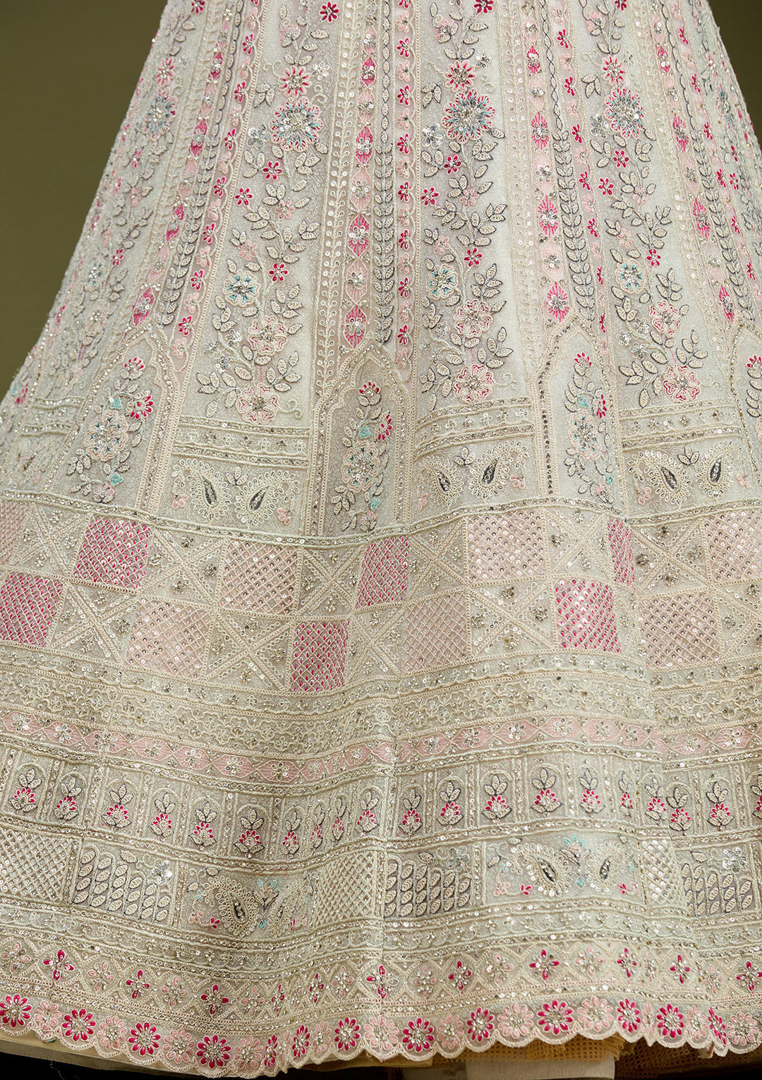 White Cording Net Readymade Lehenga