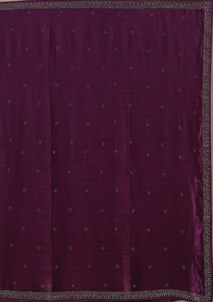 Wine Sequins Semi Crepe Semi-Stitched Lehenga