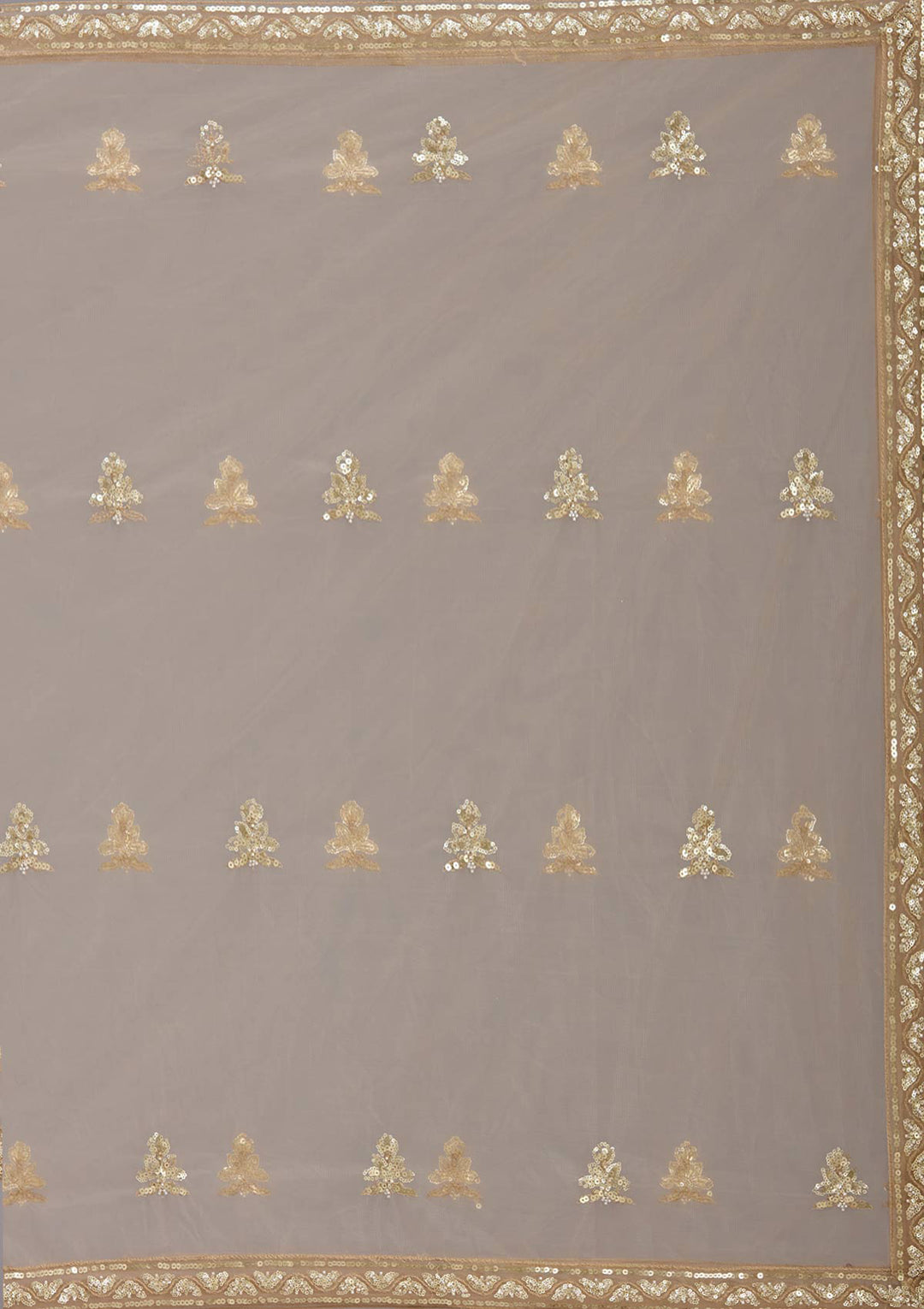 Beige Sequins Net Readymade Lehenga