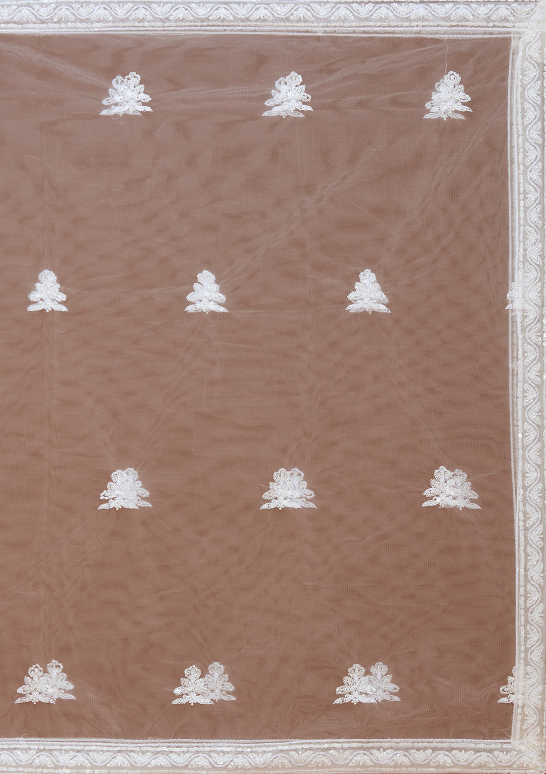 White Sequins Net Readymade Lehenga