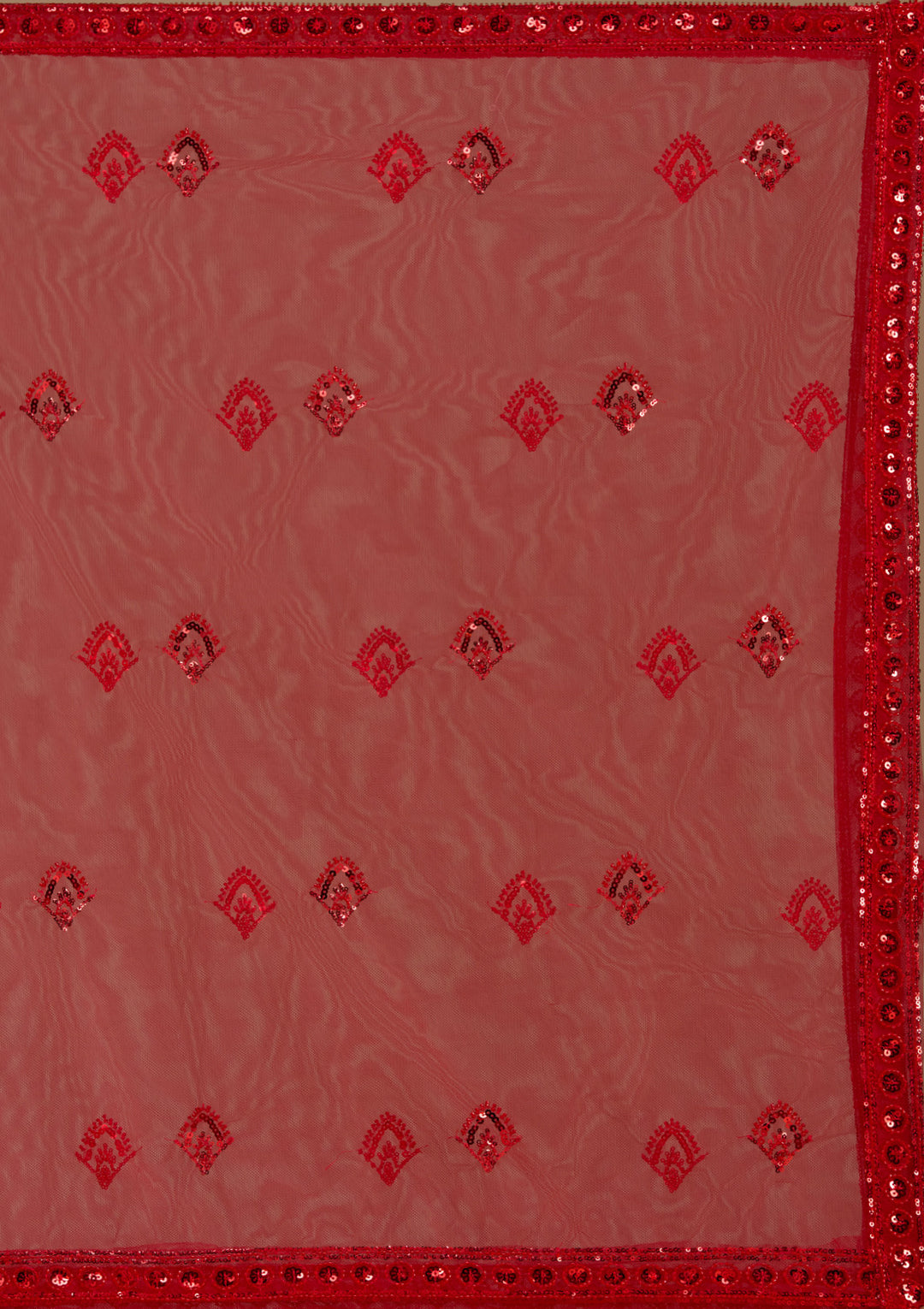 Red Sequins Net Readymade Lehenga