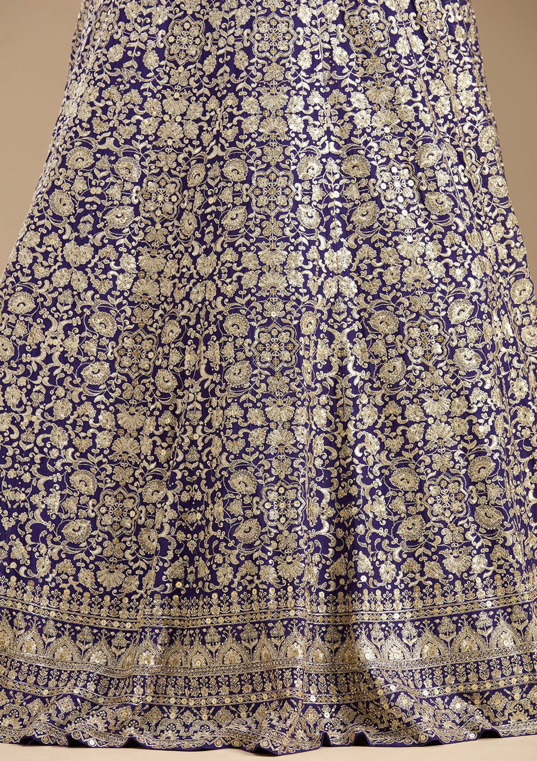 Royal Blue Zardozi (Gold) Georgette Readymade Lehenga