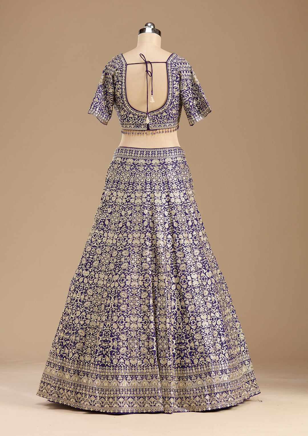 Royal Blue Zardozi (Gold) Georgette Readymade Lehenga