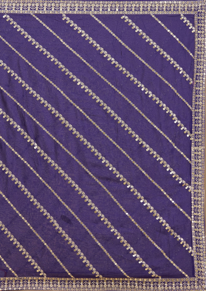 Royal Blue Zardozi (Gold) Georgette Readymade Lehenga