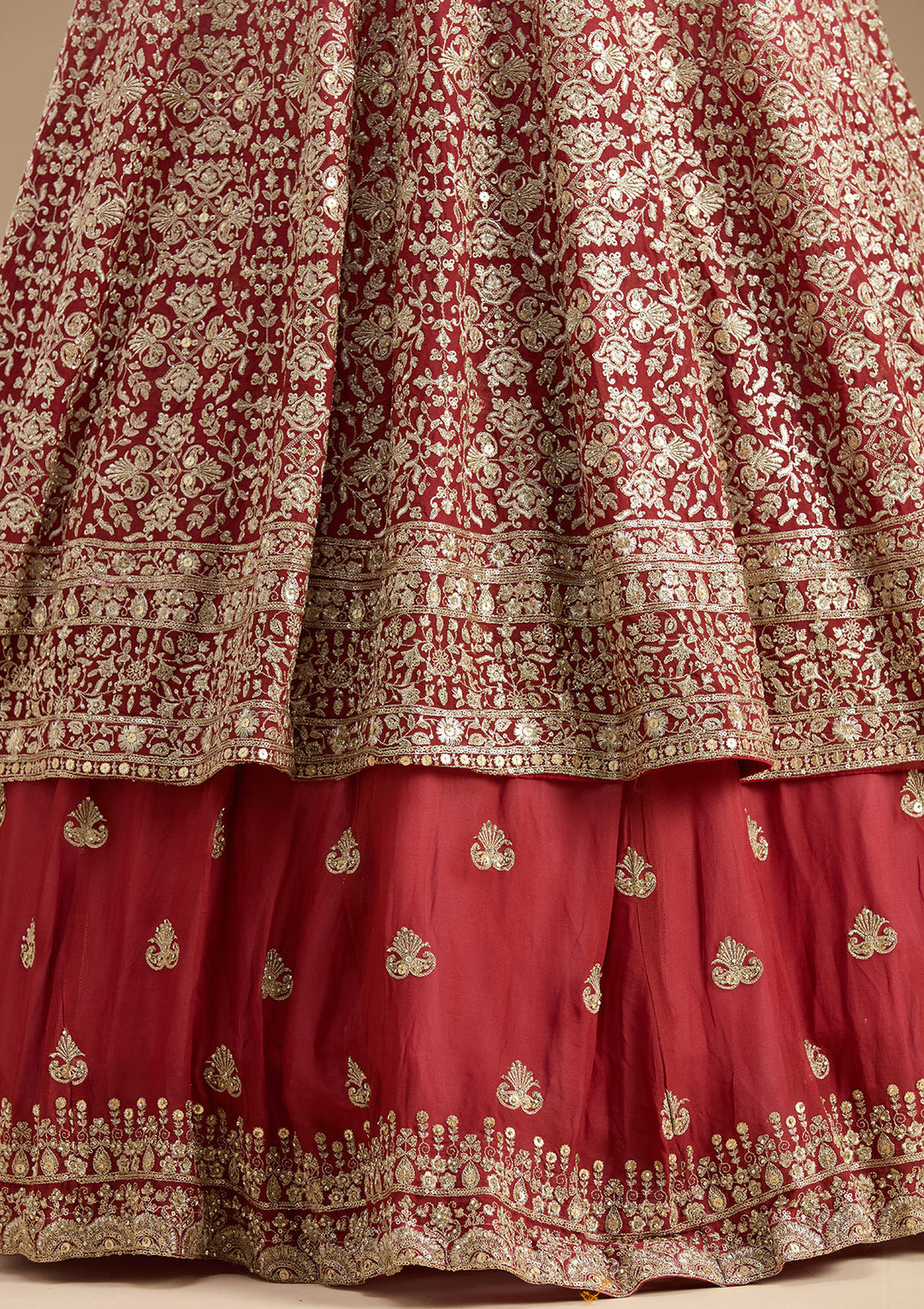 Pink Zardozi (Gold) Georgette Readymade Lehenga
