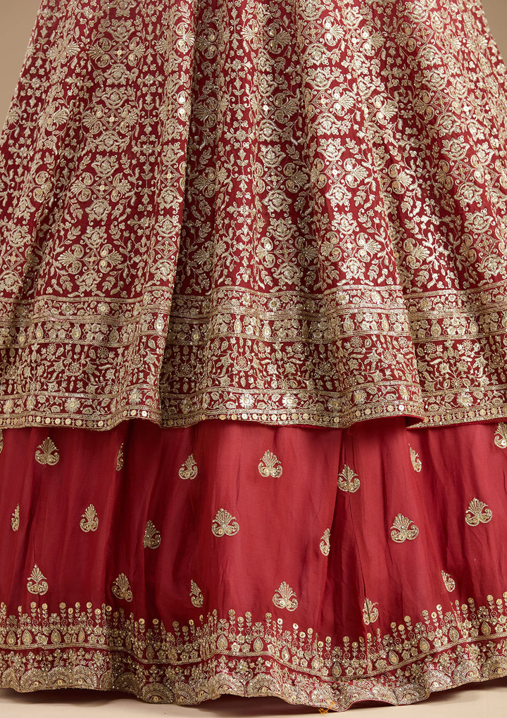 Pink Zardozi (Gold) Georgette Readymade Lehenga