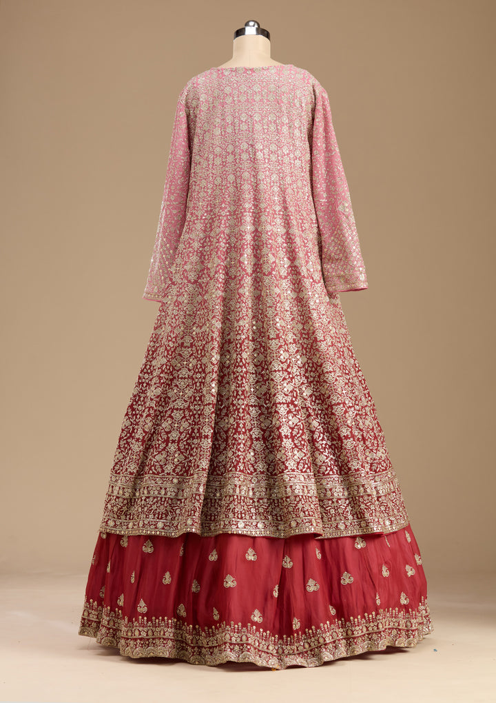 Pink Zardozi (Gold) Georgette Readymade Lehenga